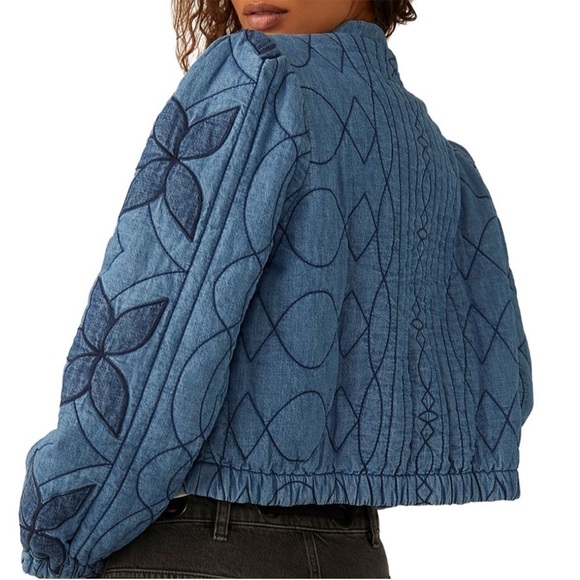 Free People Quinn Quilted Cotton Denim Jacket - Picture 4 of 9